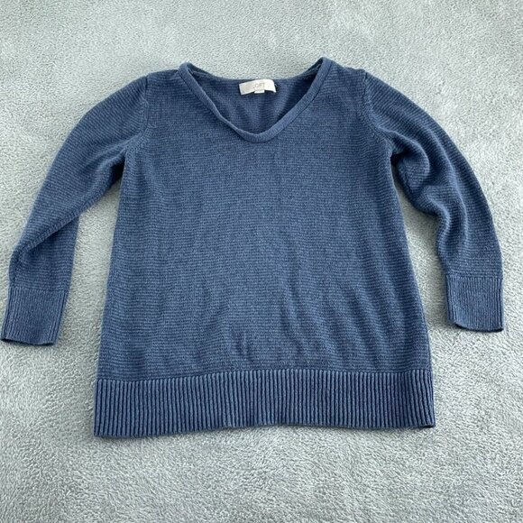 LOFT Womens Blue V-Neck Sweater Size M 5390 - Picture 1 of 8